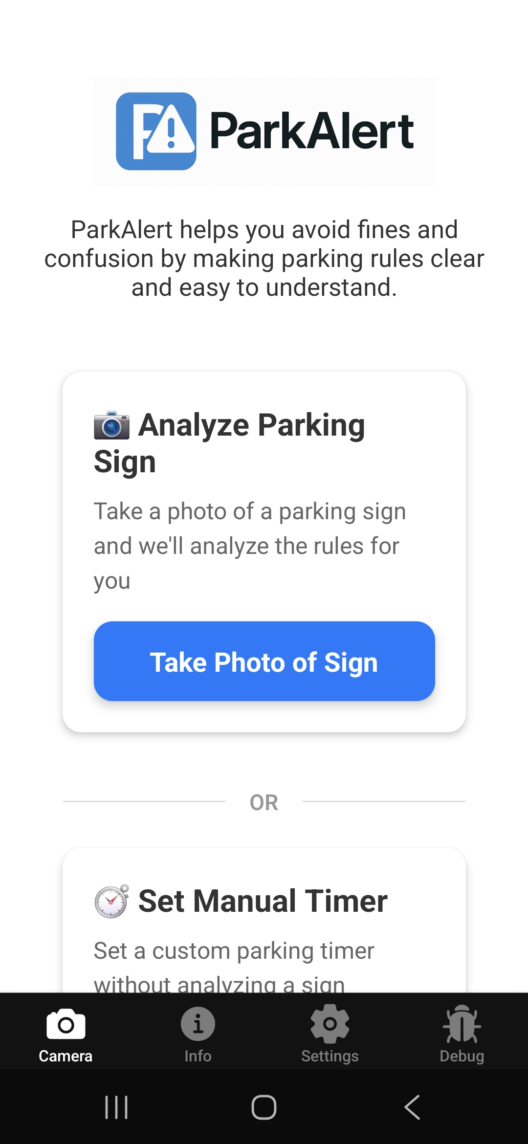 ParkAlert app screenshot preview